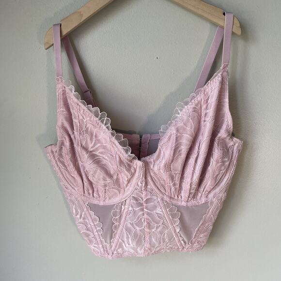 Gilly Hicks Lace Bralette Bustier Top Corset‎ Size Small Curvy Women’s Pink - Picture 1 of 8